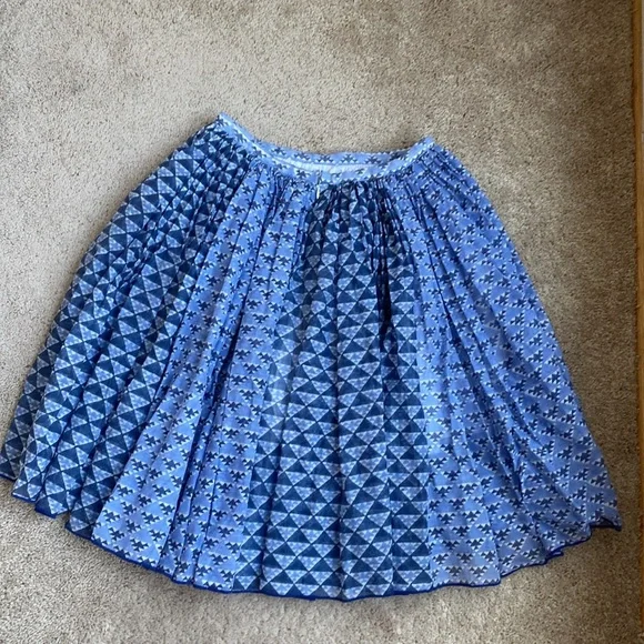 Thierry Colson Pleated Silk Blend Patterned Skirt Womens Size 0 XS Puffy Skirt‎
